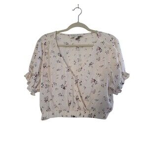 vintage havana crop top Women's Medium Floral Pink Short Sleeve